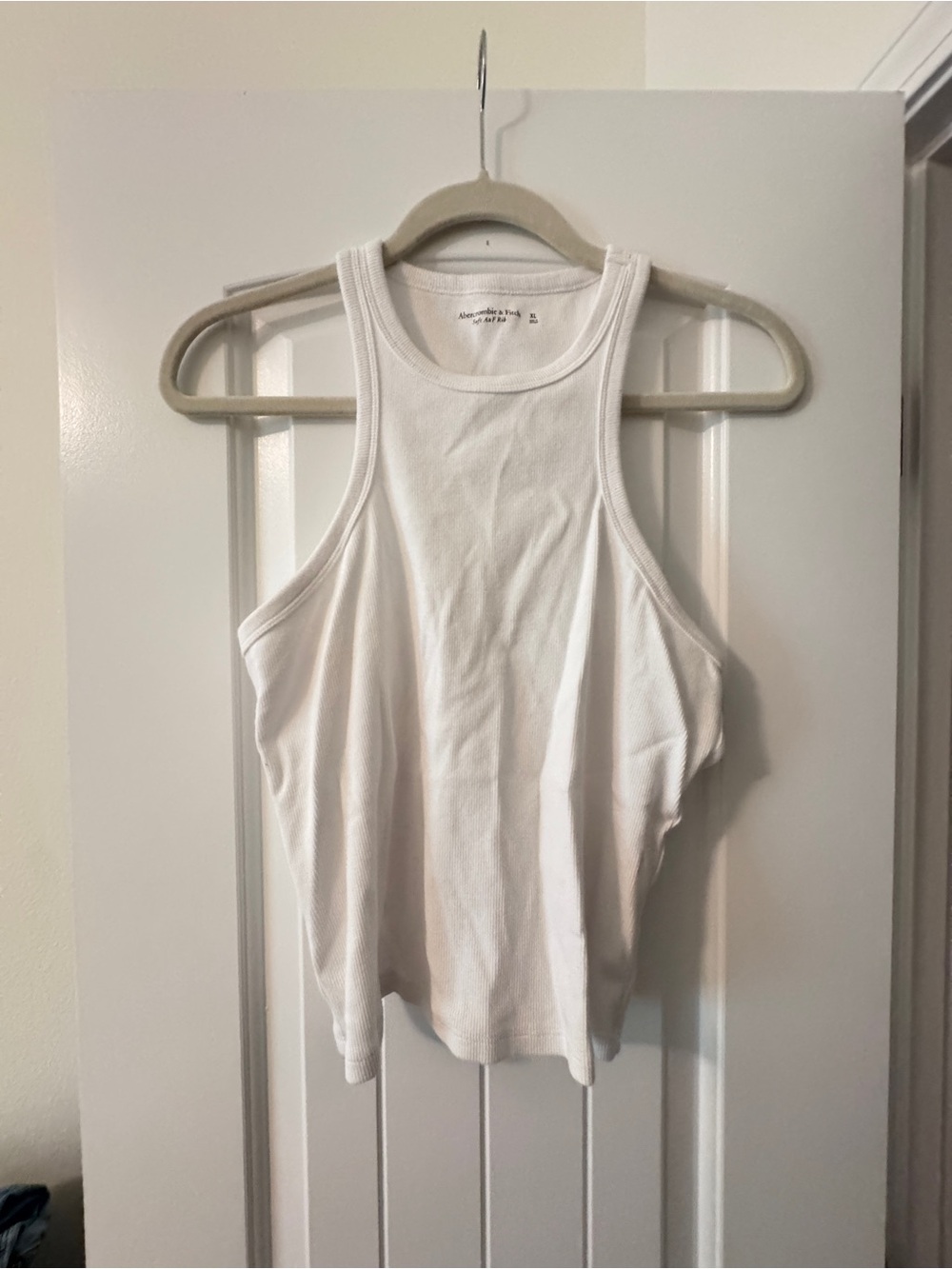 Abercrombie & Fitch White Ribbed High-Neck Tank